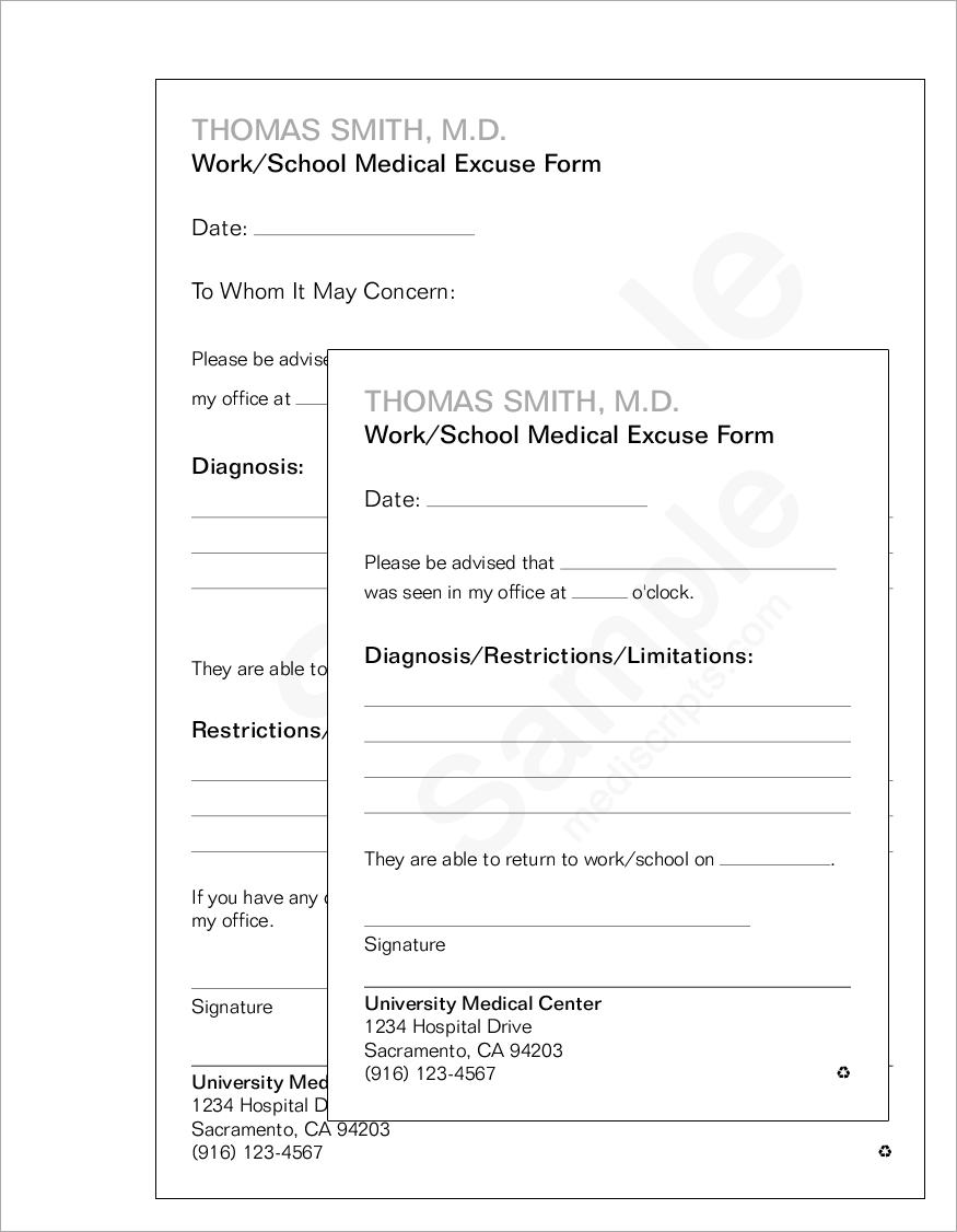 Medical Form Medical Excuse Template